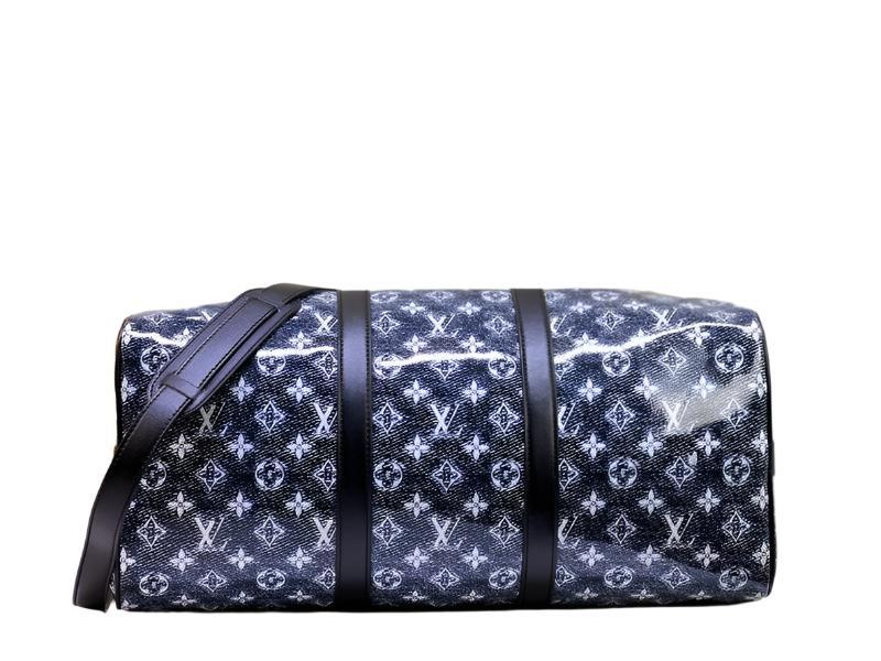 Louis Vuitton Navy & White Monogram Keepall 50