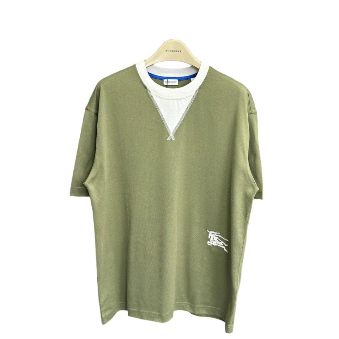 Burberry T-Shirt Without Collar 'Green & White'