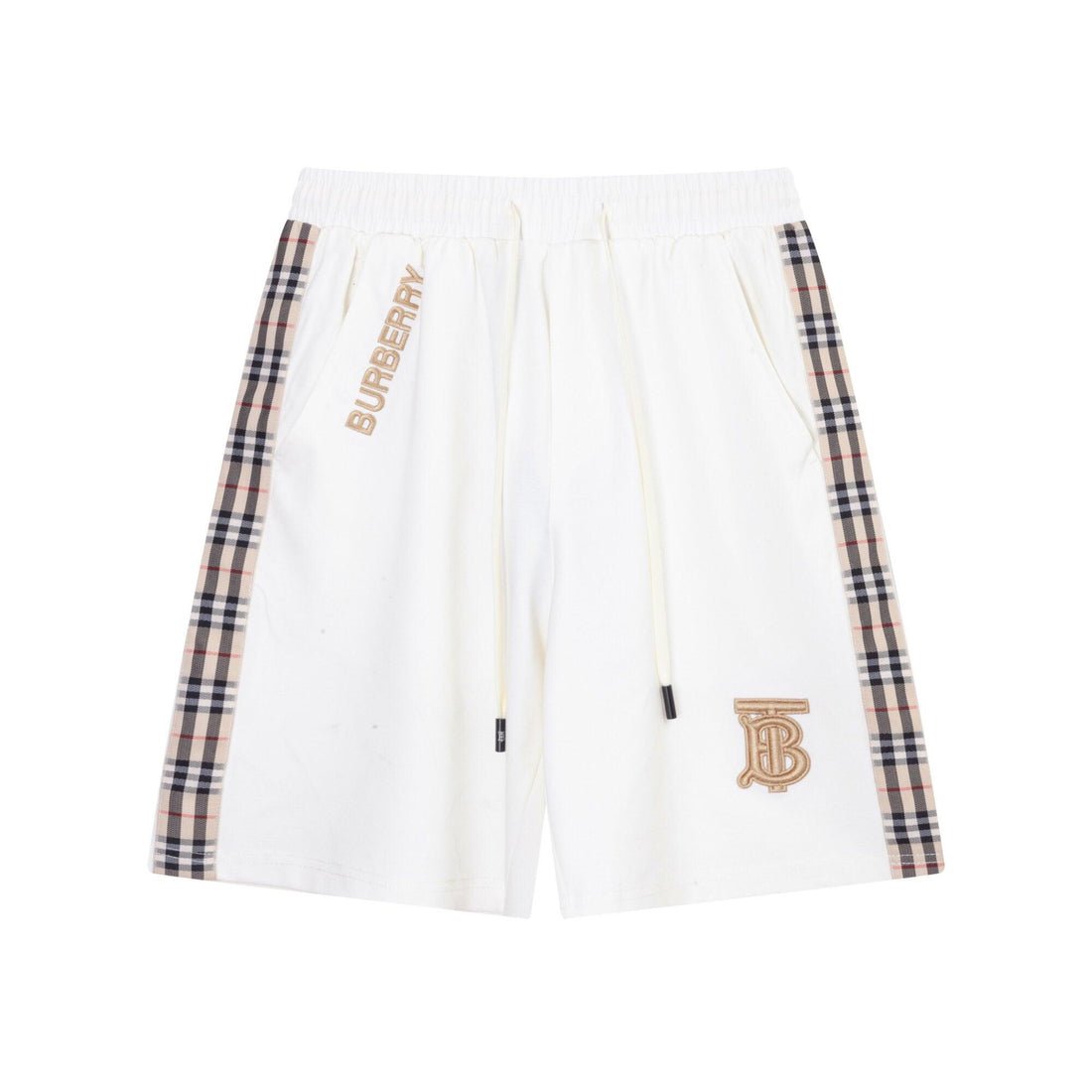 Burberry Men's Striped Cotton Knit Basketball Shorts 'White/Beige'