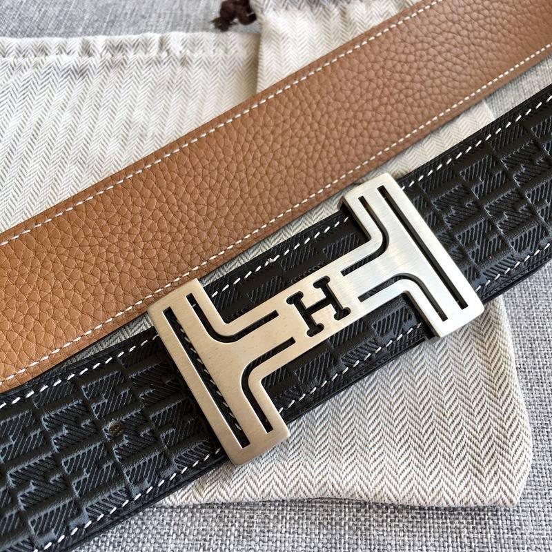 Hermes Men Silver Buckle Belt 'Black'