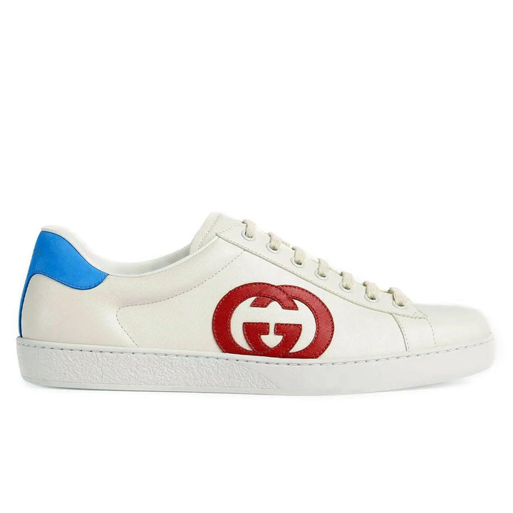 Ace Men's White Leather Interlocking G Logo Sneakers