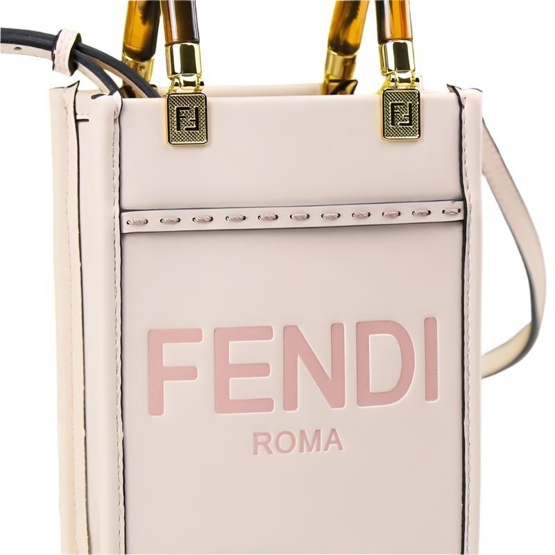 Fendi  Vitello King Plexiglass Logo Embossed Mini Fendi Sunshine Shopper Tote