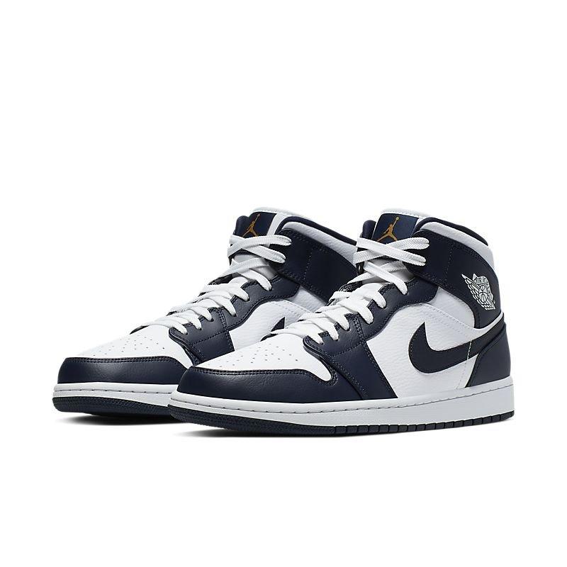 Air Jordan 1 Mid 'White Metallic Gold Obsidian'