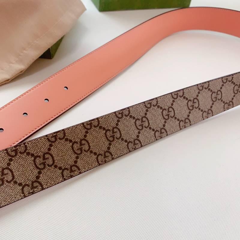 GUCCI Embellished coated-canvas and leather belt 'Beige'