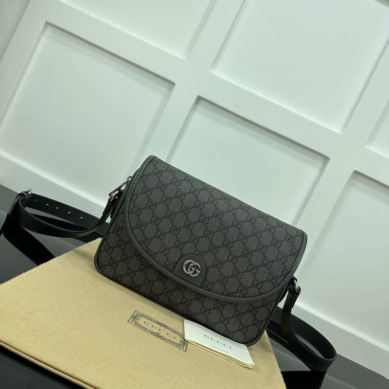 Gucci GG Supreme Monogram Textured Dollar Calfskin Ophidia Flap Shoulder Bag