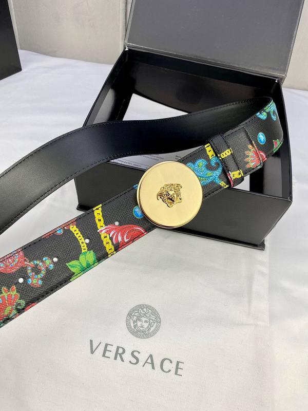 Versace MEDUSA BIGGIE ENAMEL LEATHER BELT