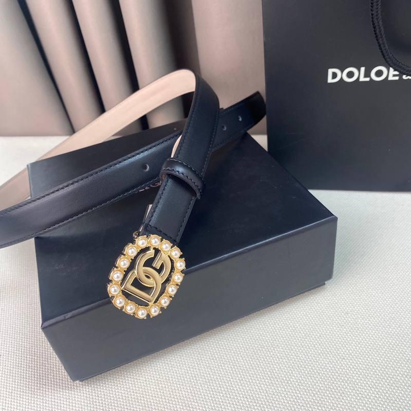 Dolce Gabbana Women Calfskin belt with bejeweled DG logo 'Black'