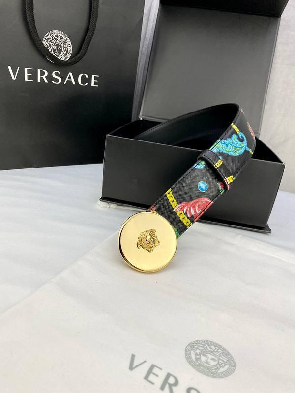 Versace MEDUSA BIGGIE ENAMEL LEATHER BELT