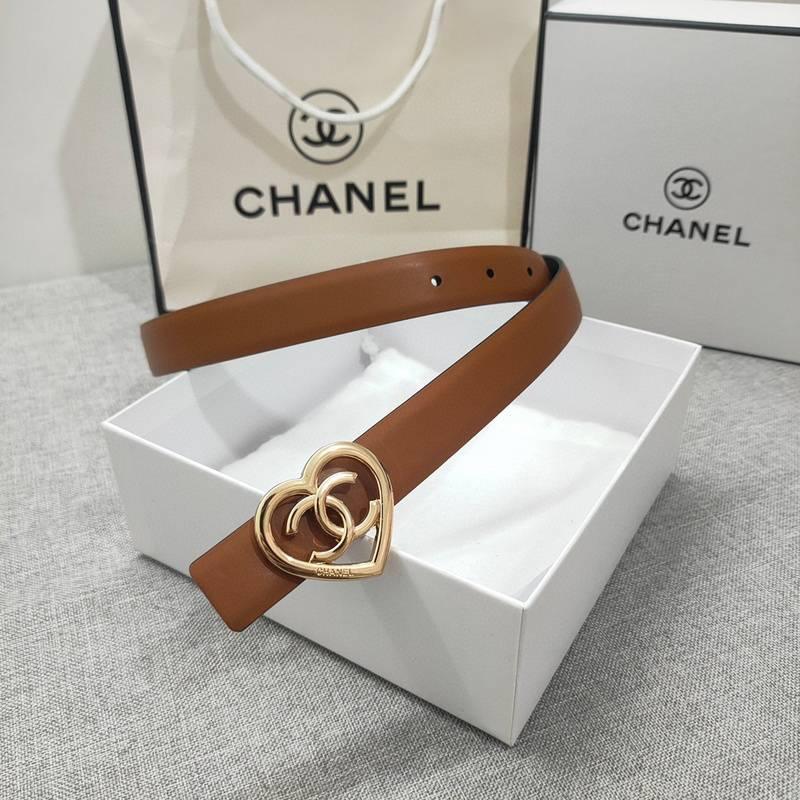 Chanel Calfskin CC Heart Coco In Love Women Belt 'Brown'