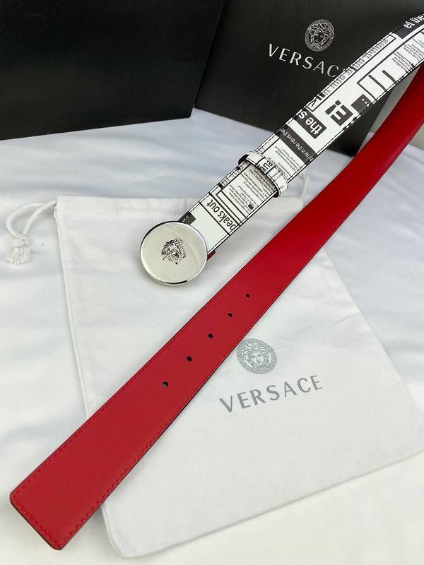 Versace MEDUSA BIGGIE ENAMEL LEATHER BELT