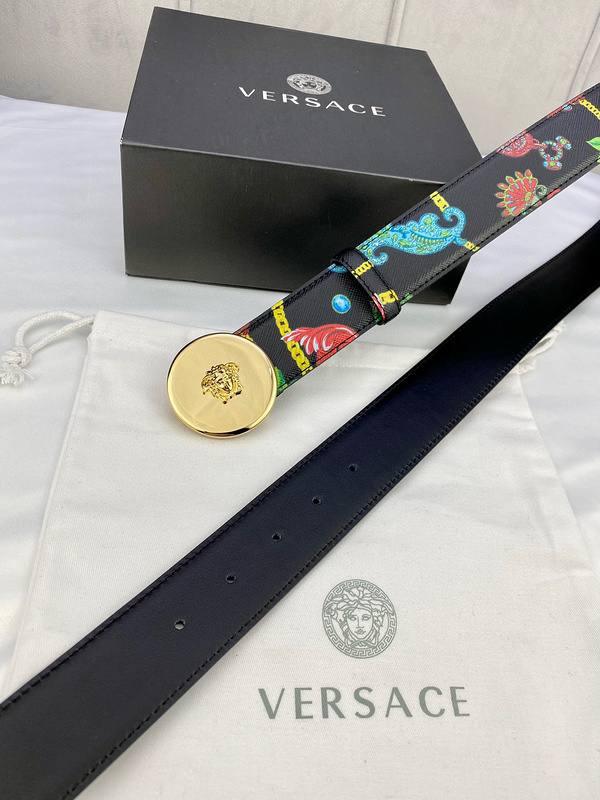 Versace MEDUSA BIGGIE ENAMEL LEATHER BELT