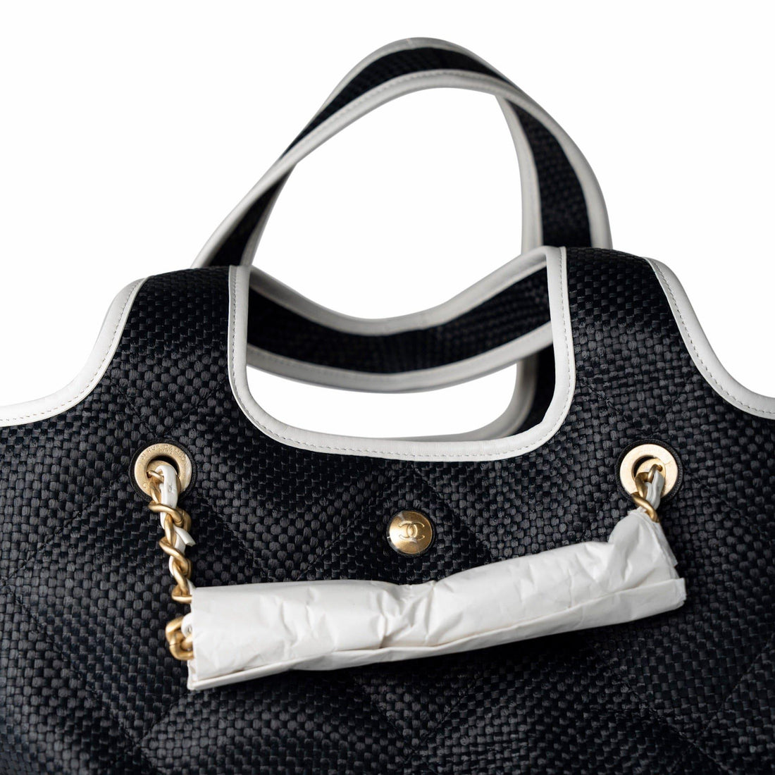 CHANEL 23M Coco Maxi Beach Shopping Tote Black Quilted