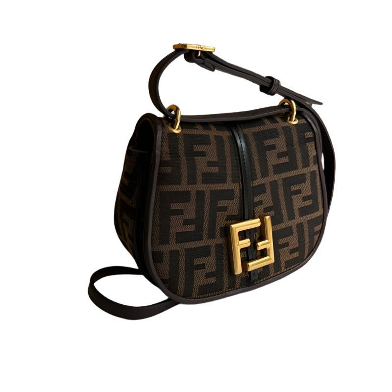 Fendi C’mon Small Brown FF jacquard fabric bag