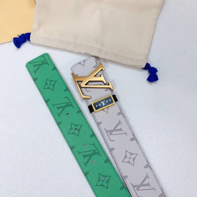 Louis Vuitton Double Belt Logo 'Green/Cream'