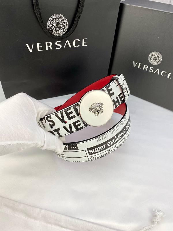 Versace MEDUSA BIGGIE ENAMEL LEATHER BELT