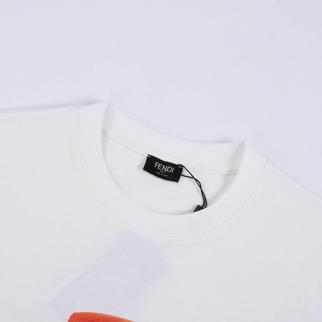 Fendi T-Shirt without Collar 'White-Orange'