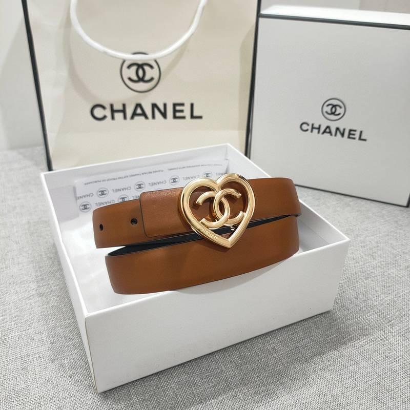 Chanel Calfskin CC Heart Coco In Love Women Belt 'Brown'