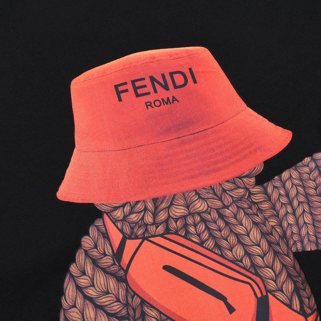 Fendi T-Shirt without Collar 'Black-Orange'