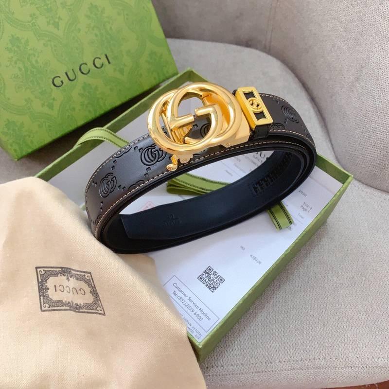 GUCCI Embellished coated-canvas and leather belt 'Black'