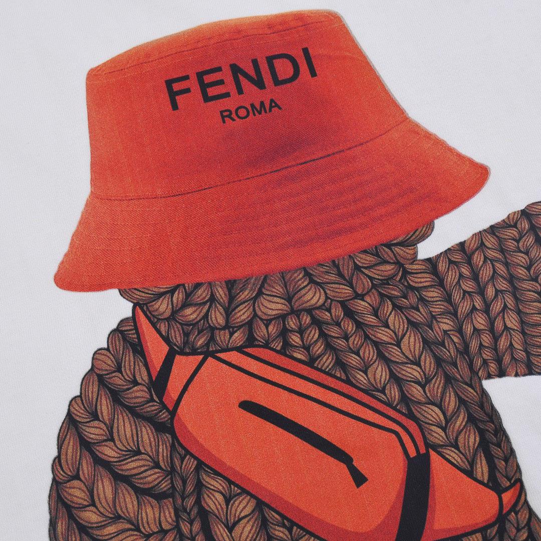 Fendi T-Shirt without Collar 'White-Orange'