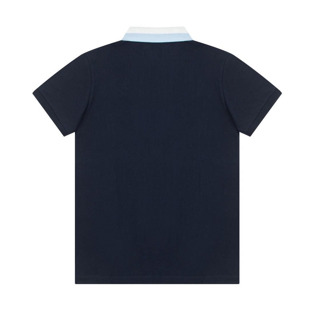 Burberry Blue T-Shirt With Collar