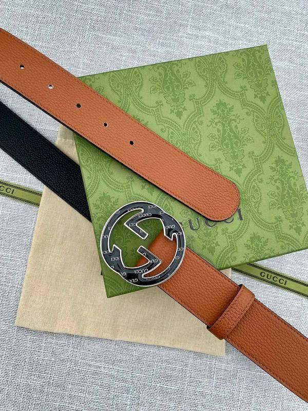 GUCCI Embellished coated-canvas and leather belt 'Brown'