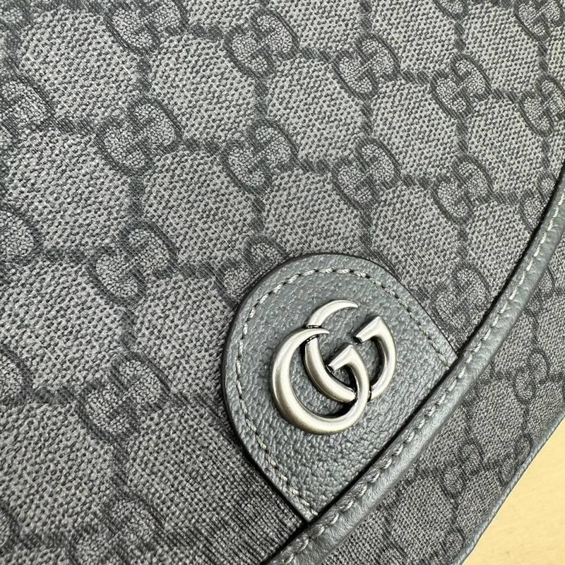 Gucci GG Supreme Monogram Textured Dollar Calfskin Ophidia Flap Shoulder Bag