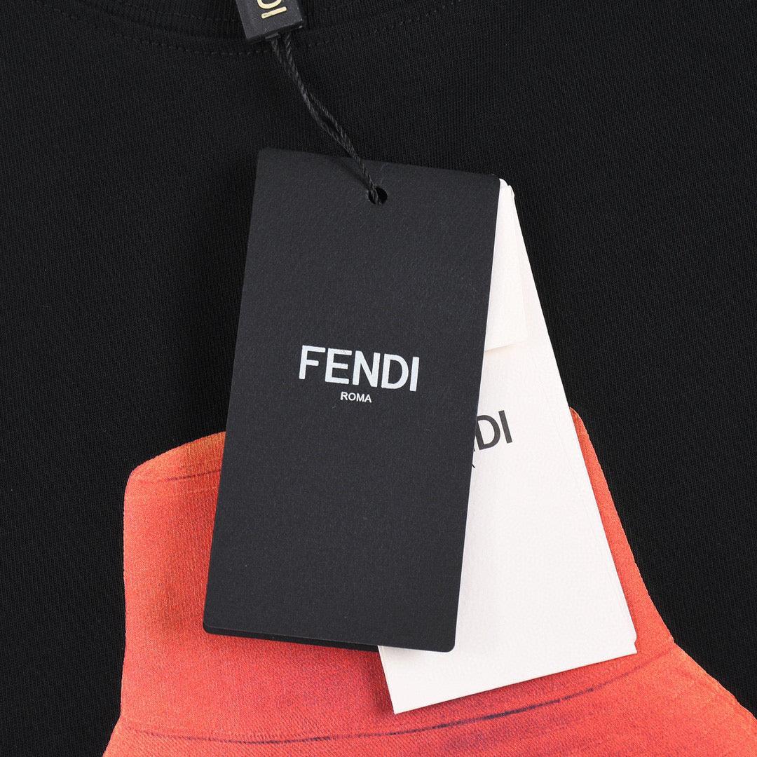 Fendi T-Shirt without Collar 'Black-Orange'