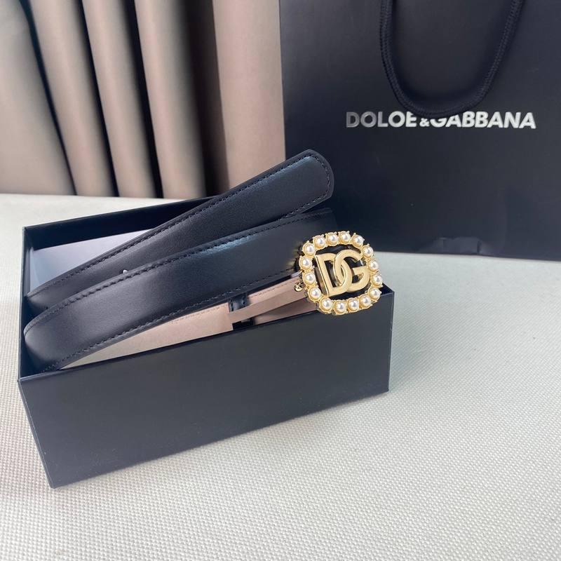 Dolce Gabbana Women Calfskin belt with bejeweled DG logo 'Black'