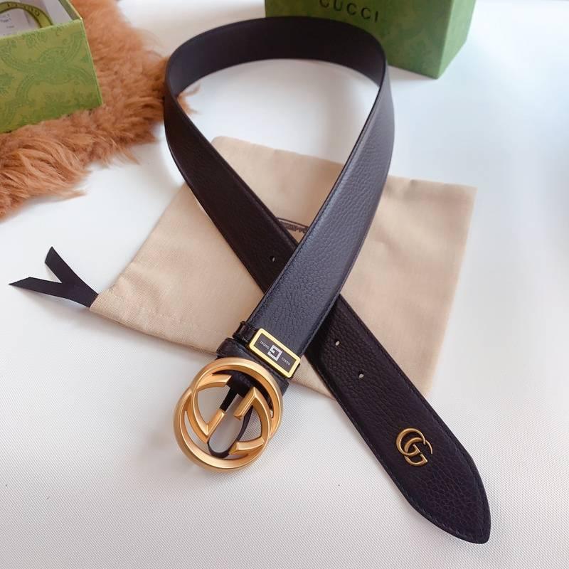 GUCCI Embellished coated-canvas and leather belt 'Black'