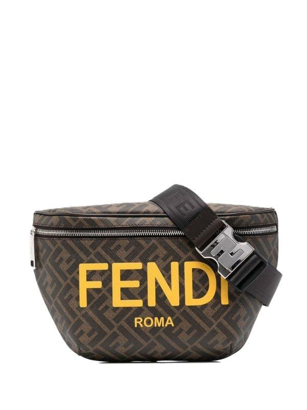 Fendi logo-print leather belt bag