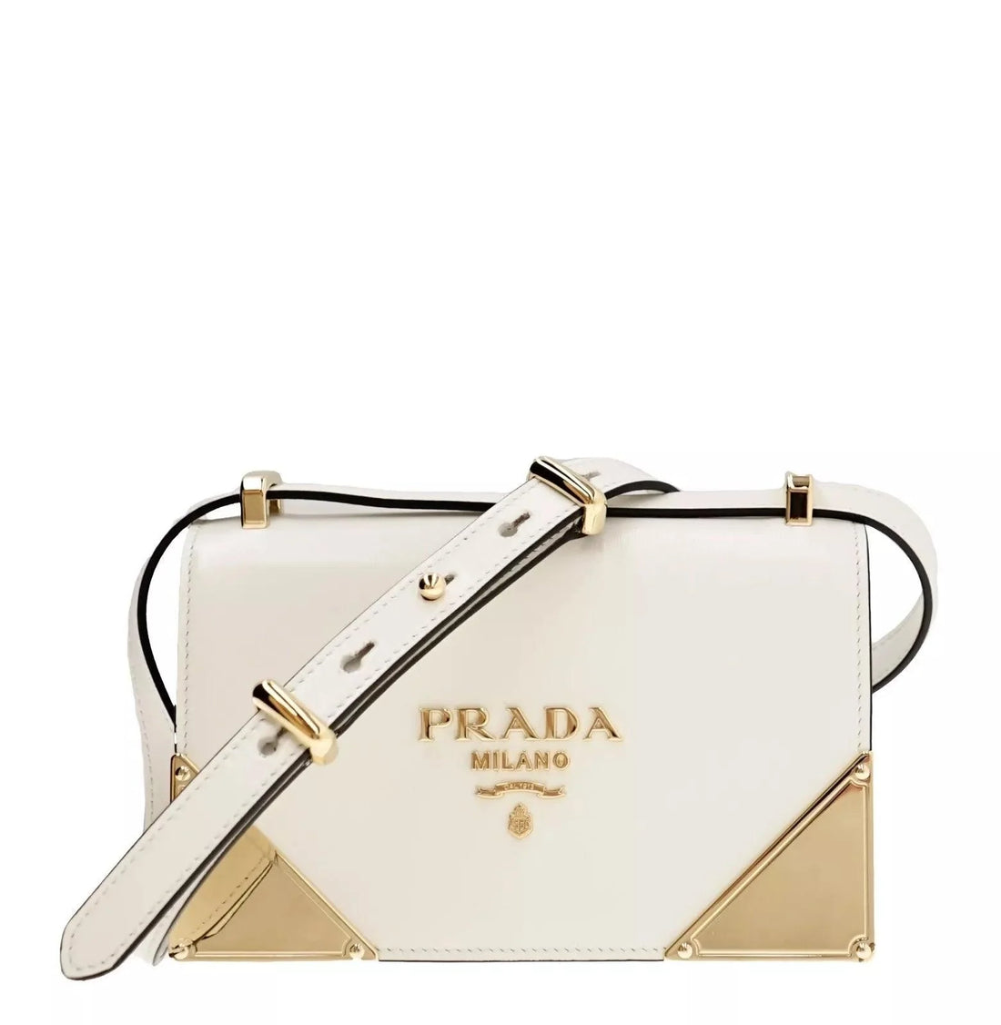 Prada Crossbody Shoulder Bag Box Calf White Leather