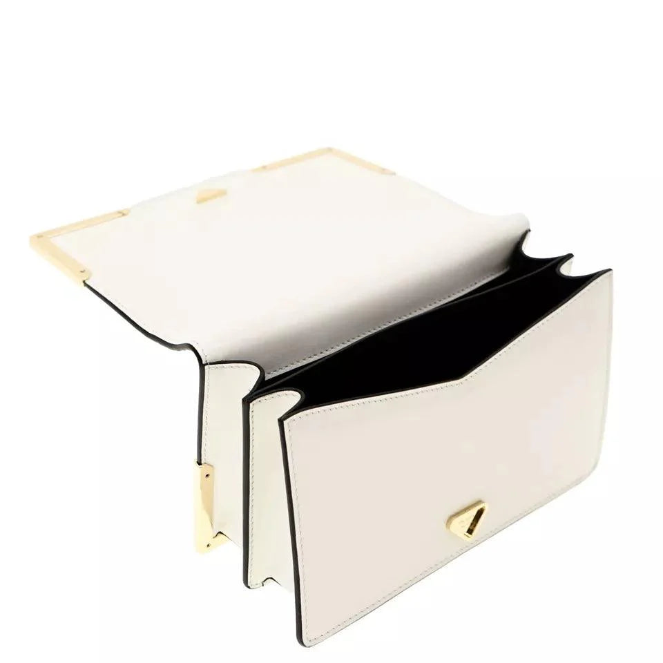 Prada Crossbody Shoulder Bag Box Calf White Leather