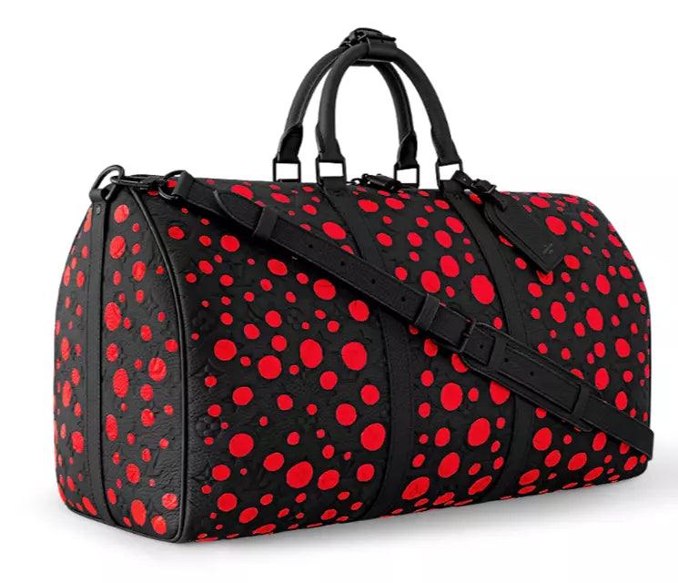 Louis Vuitton X YK Keepall 50 - Kusama Black with Red Spots