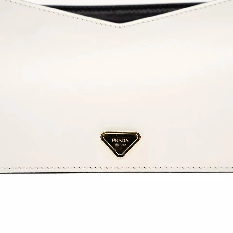 Prada Crossbody Shoulder Bag Box Calf White Leather